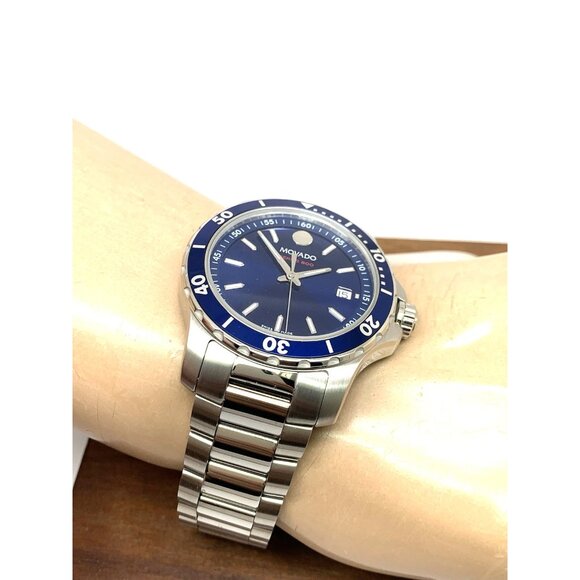 Movado Men's Watch 2600137 Series 800 Swiss Quartz Blue Dial Silver Steel 40mm - Picture 6 of 15